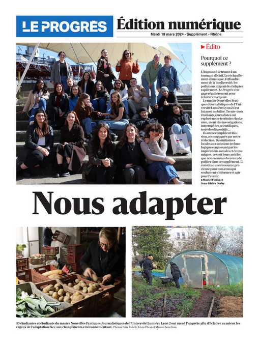 horizonsmed's tweet photo. Face L'enjeu de l'adaptation au changement climatique, découvrez le supplément @Le_Progres réalisé par les étudiant-es du Master Nouvelles Pratiques Journalistiques @univ_lyon2 
👉https://t.co/PvdMptr8iq https://t.co/7f5rsWsGSu