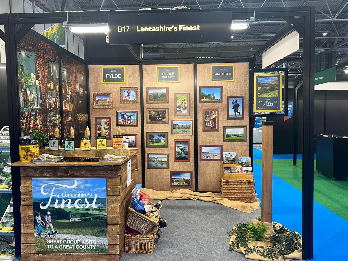 Today and tomorrow we are at the @tourism_show at the @thenec Birmingham with colleagues from @RibbleValleyBC and @LancasterCC promoting the finest of #Lancashire . We're all set up and on stand B17. Chantelle from the Fylde tourism team at your service #BTTS24