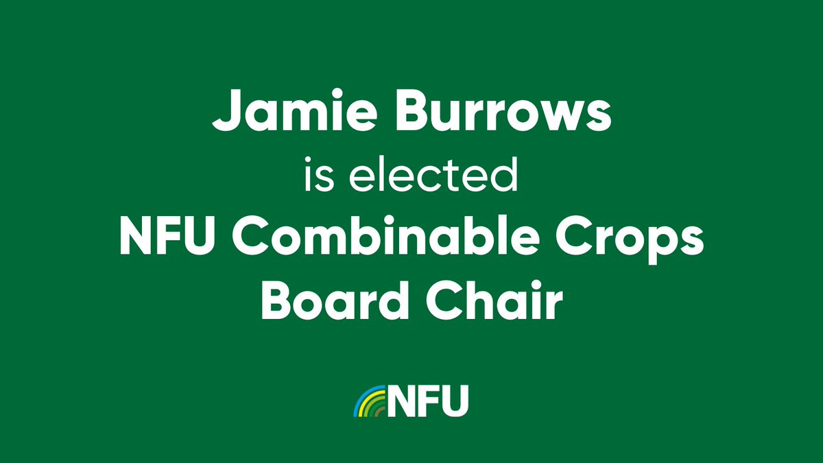 🚨Jamie Burrows (<a href="/farmerjamieb/">Jamie Burrows</a>) has been elected national NFU <a href="/CropsBoard/">NFU Combinable Crops</a> Chair.