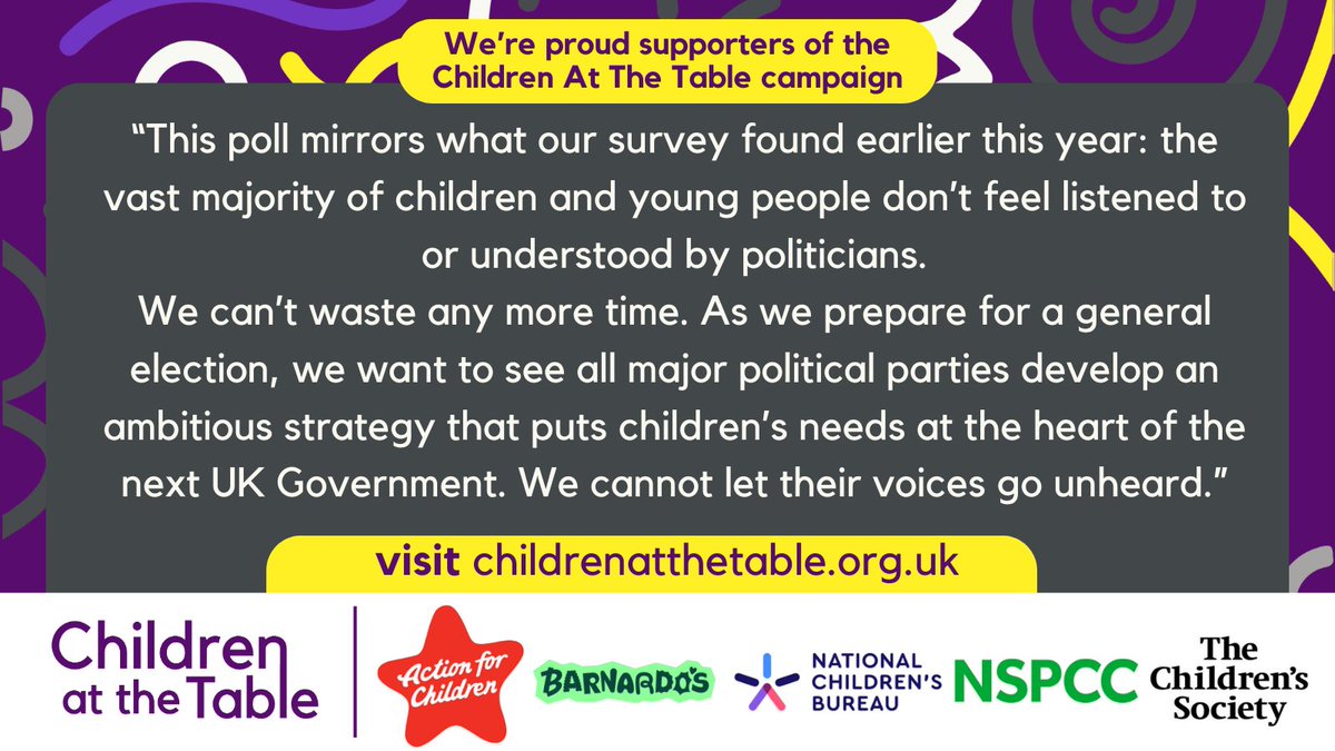 Too many children and young people don’t feel listened to by politicians. As supporters of the Children's Charities Coalition working to put #ChildrenAtTheTable and have their voices heard by policymakers, we welcome #OurGenerationOurVote 👏