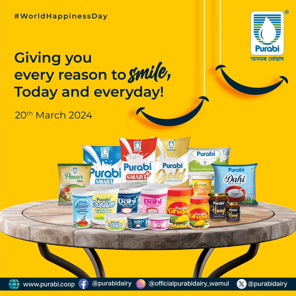 In every serving of Purabi Dairy products, taste the essence of happiness that spreads across you. #purabidairy #dairyproducts #DairyIndustry #InternationalHappinessDay #wamul #assam