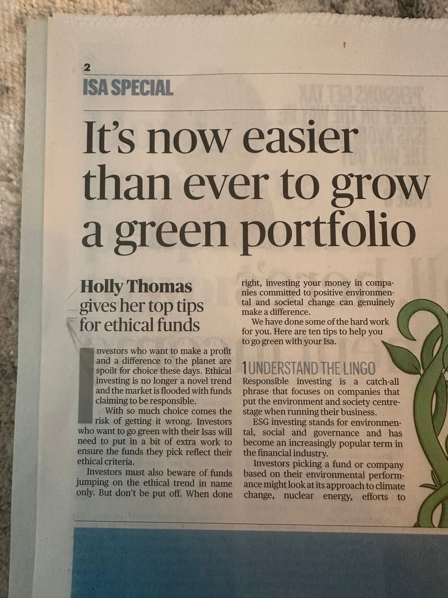Good With Money (@goodmoneygirl) on Twitter photo Great piece in <a href="/thetimes/">The Times and The Sunday Times</a> by @Holly_Thomas_ on tips for growing a green portfolio, featuring Good With Money ๐. Platforms we recommend for #impactfunds include #GoodEggs @EQInvestors and @TriodosUK as well as <a href="/TheBigExchange_/">The Big Exchange</a>. See more here: ow.ly/p42Q50QXsM7 #NicerISA Great piece in <a href="/thetimes/">The Times and The Sunday Times</a> by @Holly_Thomas_ on tips for growing a green portfolio, featuring Good With Money ๐. Platforms we recommend for #impactfunds include #GoodEggs @EQInvestors and @TriodosUK as well as <a href="/TheBigExchange_/">The Big Exchange</a>. See more here: ow.ly/p42Q50QXsM7 #NicerISA