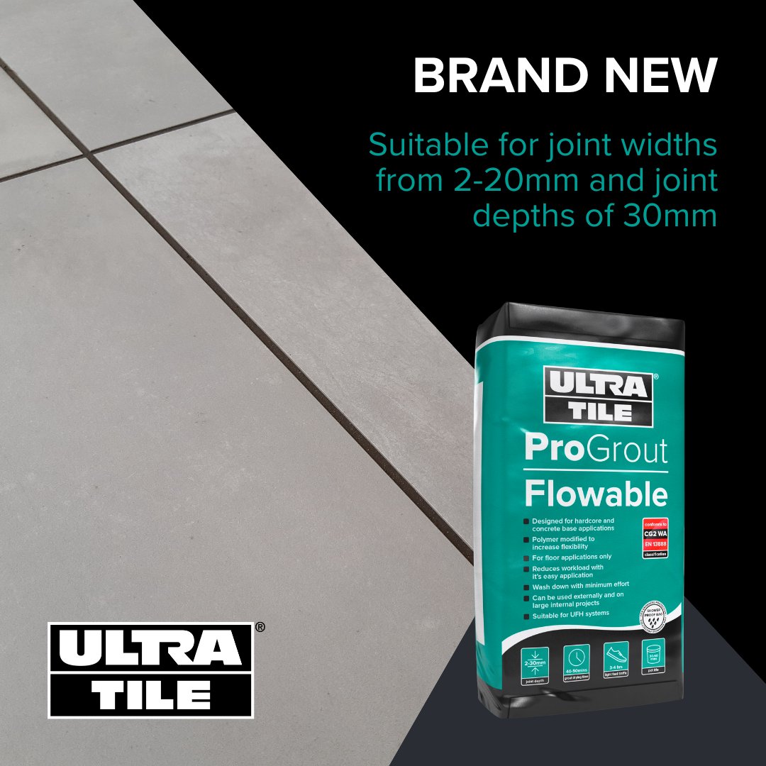 UltraTile_UK's tweet photo. ProGrout Flowable is perfect for joint widths from 2mm - 20mm and joint depths of 30mm.
Check it out ➡️ https://t.co/vxlnS9ydVq
#FlowableGrout #TilingInnovation #TileGrout https://t.co/TCR79Mfxkx