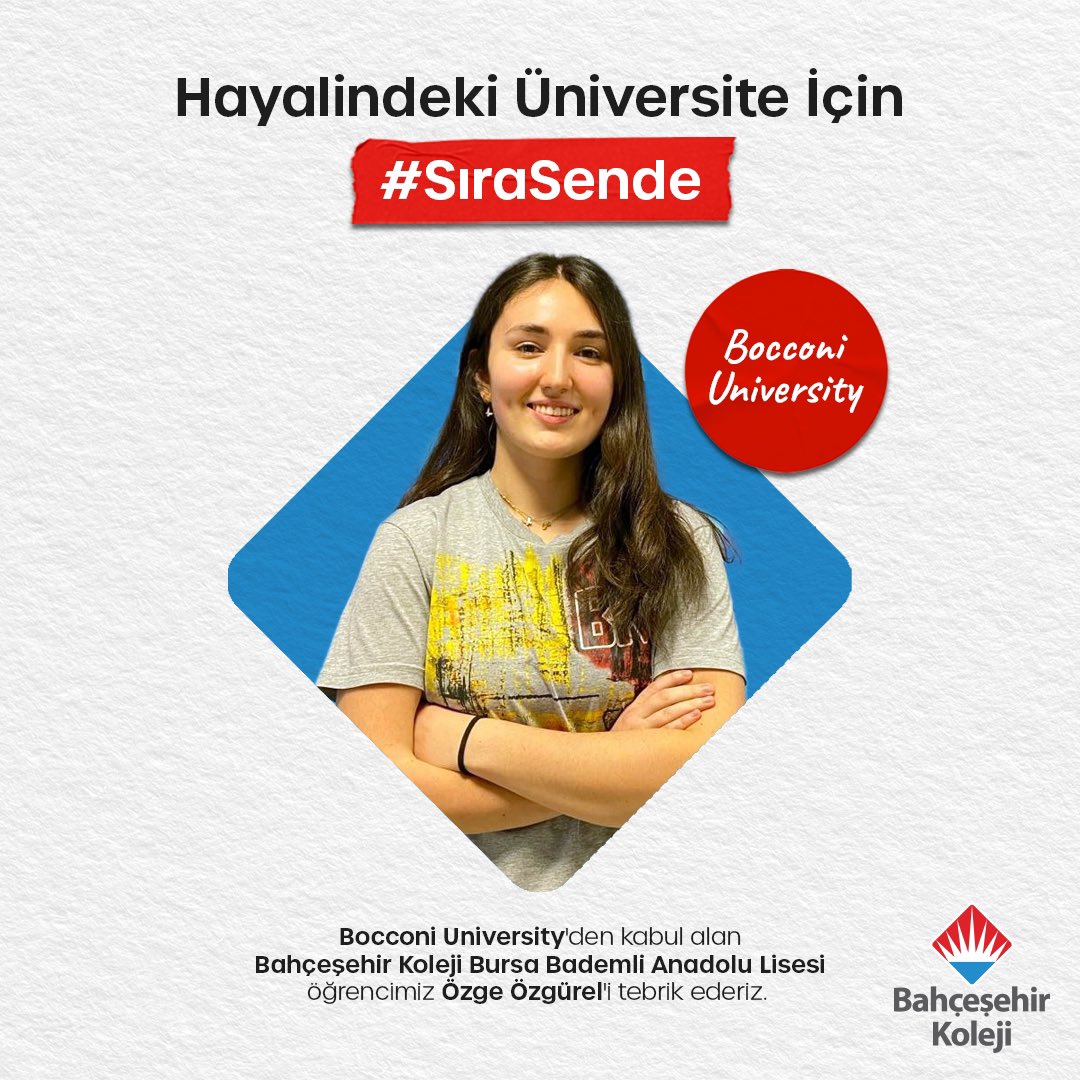 bahcesehir_k12's tweet photo. Hayalindeki Üniversite İçin #SıraSende 

👏🏼🎉 Dünyanın en prestijli üniversitelerinden kabul alan Bursa Bademli Anadolu Lisesi öğrencilerimiz; Özge Özgürel, Pelin Altıntaş ve İnci Korgavuş’u tebrik ederiz.

#bahçeşehirkoleji https://t.co/m85AGyUQSb