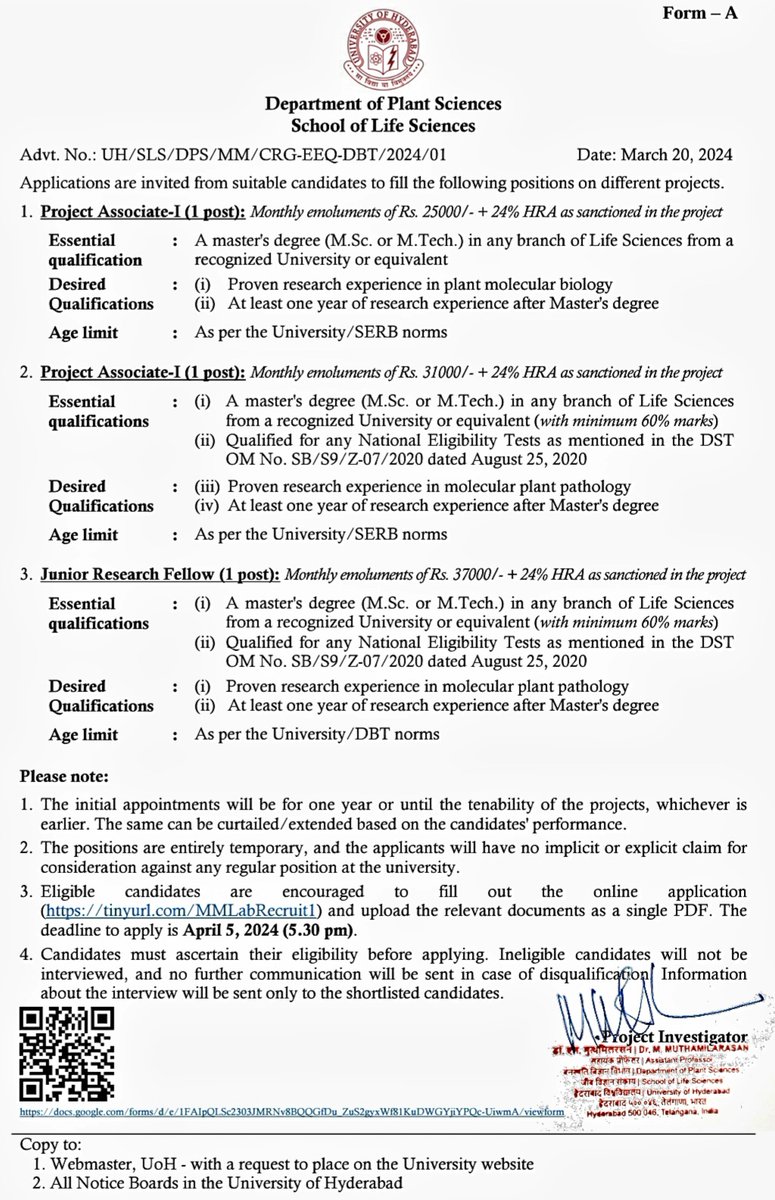 Vacancy alert!

<a href="/biotecnika/">biotecnika</a> <a href="/helpBIOTECH/">helpBIOTECH</a> <a href="/biotechjobIndia/">Biotech JObs</a> <a href="/HydUniv/">Univ of Hyderabad</a> <a href="/slsuohyd/">School of Life Sciences, University of Hyderabad</a>