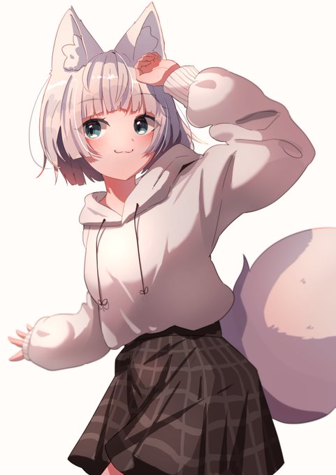 「fox girl white hoodie」 illustration images(Latest)