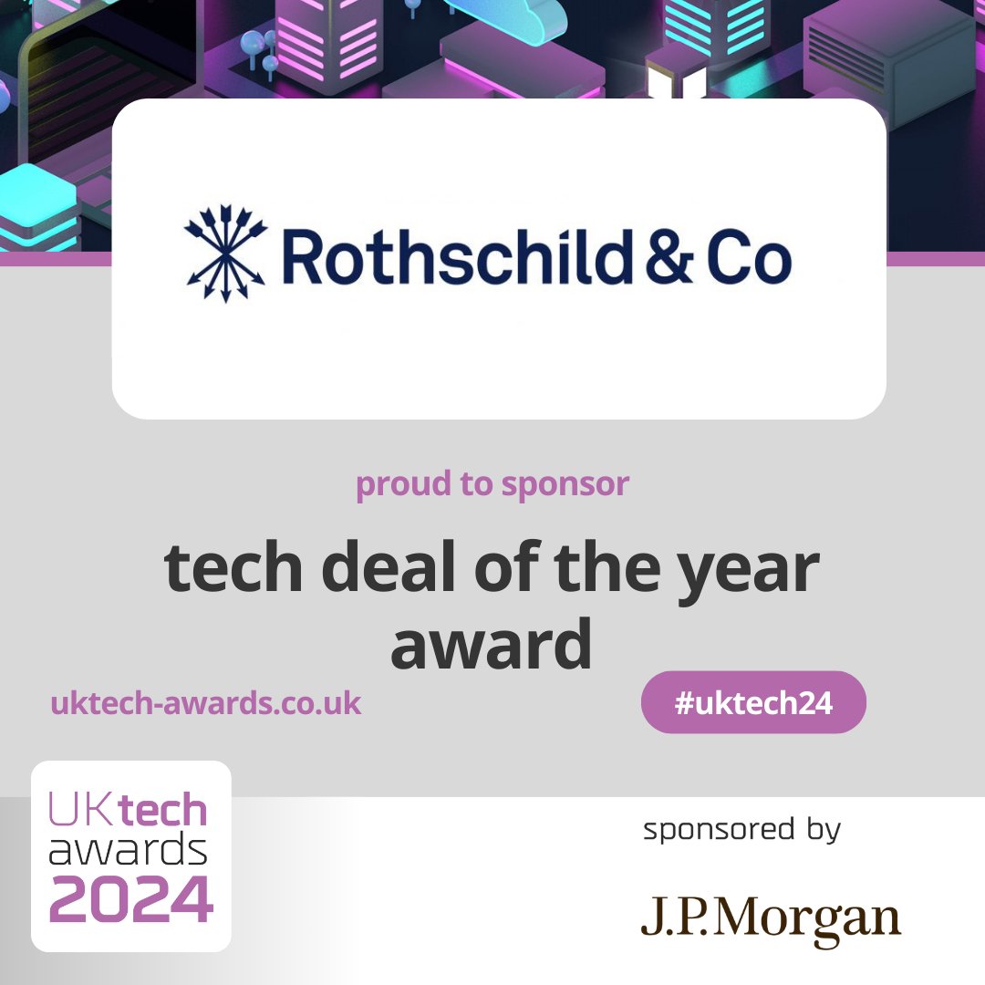 We are delighted to be partnering with @RothschildCo once again this year as sponsor of the tech deal of the year award at this year's @UKtech_awards #welcomeback #sponsor #tech #techdeal #uktech24