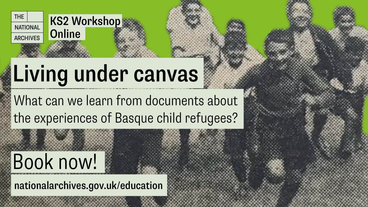 Book now for #RefugeeWeek2024 - learn about the experiences of Basque refugee children in 1937. Using our fascinating collection of documents relating to their stories,  explore themes of identity, culture and home.  18-20 June, online workshops, #KS2.
nationalarchives.gov.uk/education/sess…