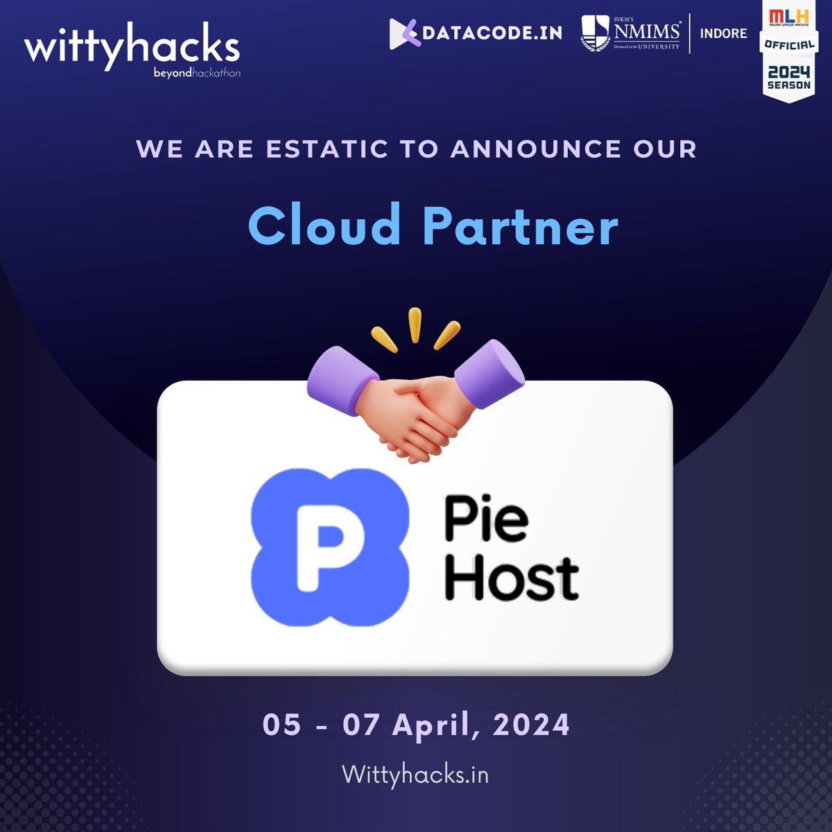 wittyhacks's tweet image. Exciting news! We&apos;re delighted to unveil our phenomenal sponsors who are helping to make our dreams a reality! 🌟

A massive round of applause for PieHost for their outstanding generosity and support.

Together, let&apos;s create something truly magical! ✨

#piehost #wittyhacks