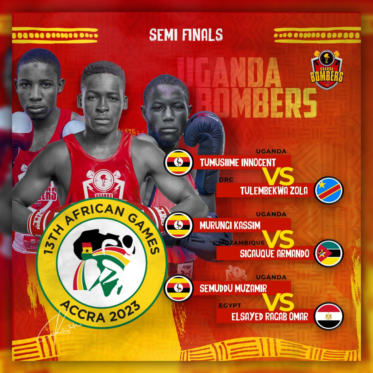 🇺🇬🥊Our sight on🏅Gold is still clear with tonights Semifinal bouts despite a bad day at the office in yesterday's action! #AfricanGames #AfricanGames2023 #Accra2023