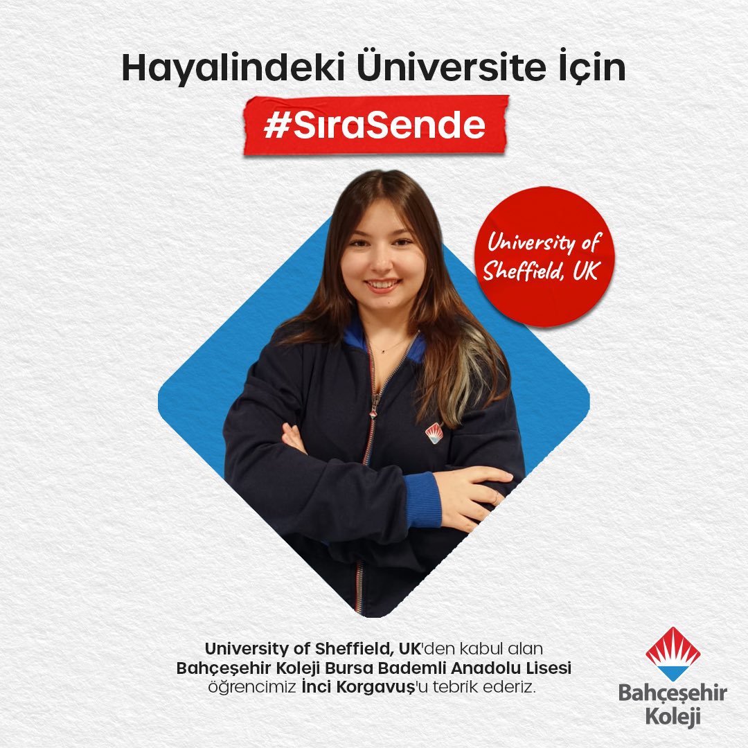 Hayalindeki Üniversite İçin #SıraSende 

👏🏼🎉 Dünyanın en prestijli üniversitelerinden kabul alan Bursa Bademli Anadolu Lisesi öğrencilerimiz; Özge Özgürel, Pelin Altıntaş ve İnci Korgavuş’u tebrik ederiz.

#bahçeşehirkoleji