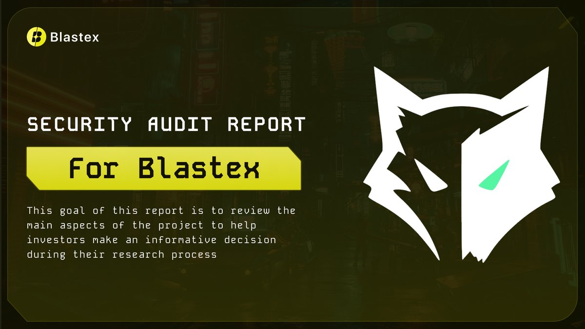 🛡 We are thrilled to announce that the Blastex platform has successfully passed an audit conducted by SpyWolf! Audit report: github.com/SpyWolfNetwork…