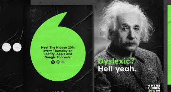 1 in 10 human beings are dyslexic - 750,000,000 million people This is the universal design that we all ‘think differently’ @Hidden20Podcast @ClearChannelUK Einstein was also thought to be autistic & possibly ADHD. “Genius is not necessarily Neurotypical”