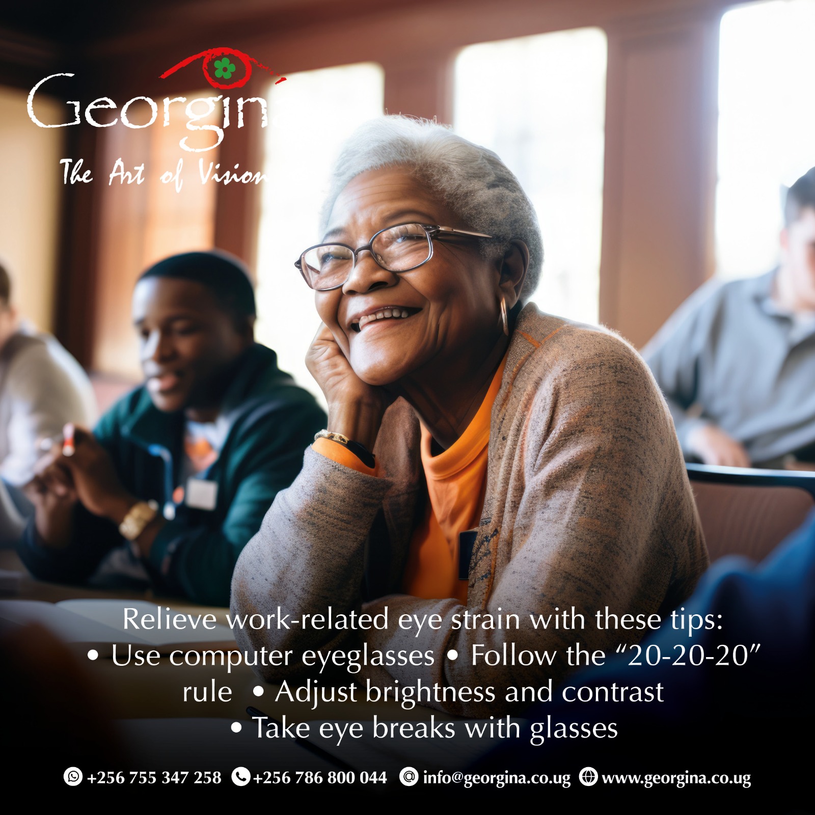 Georgina Eye Care on X Struggling with work related eye strain Find relief with these tips Use Computer Eyeglasses Follow the 20 20 20 Rule Adjust Brightness and Contrast Give your eyes a break with