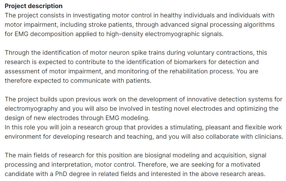 Postdoc position (2 years) in our lab with Silvia Muceli

Interested in using #EMG to understand motor control in health &amp; disease?

🇸🇪📌 Chalmers Uni of Technology, Gothenburg

Partly funded by <a href="/hybridneuro/">HybridNeuro</a>

📨 muceli@chalmers.se

📅 Deadline: April 17th
chalmers.se/en/about-chalm…