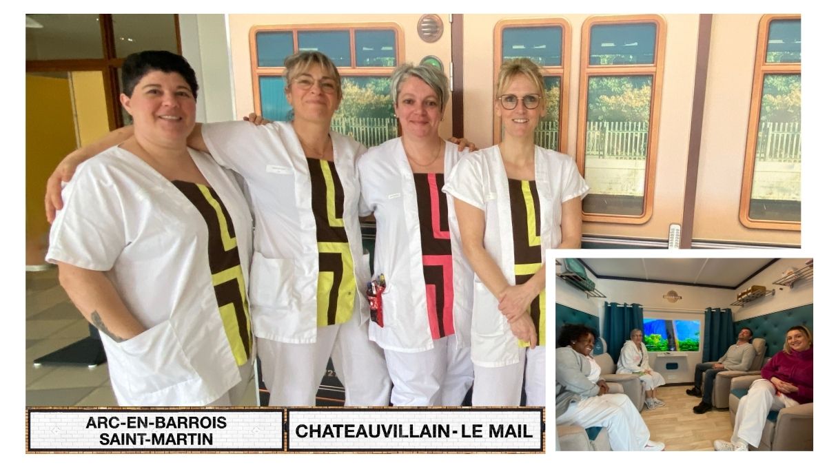 Arrivée du  🚂 #GrandVia à Châteauvillain et Arc-en-Barrois en #Haute-Marne ! Les #ehpad  “Le Mail” et “Saint-Martin” adoptent à leur tour la thérapie du voyage pour le bien-être de leurs résidents #Alzheimer. Merci <a href="/ars_grand_est/">ARS Grand Est</a>  et le Pays de Chaumont !