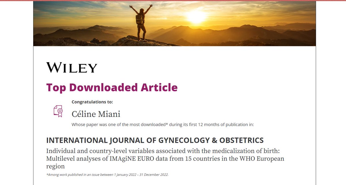 Great to learn that our paper on #medicalisation of #birth in 15 European countries is a #TopDownloadedArticle @IJGOLive. It's part of the #IMAgiNEEURO project, still going strong after 5 y of collaborations w/ wonderful colleagues from all over Europe. obgyn.onlinelibrary.wiley.com/doi/full/10.10…