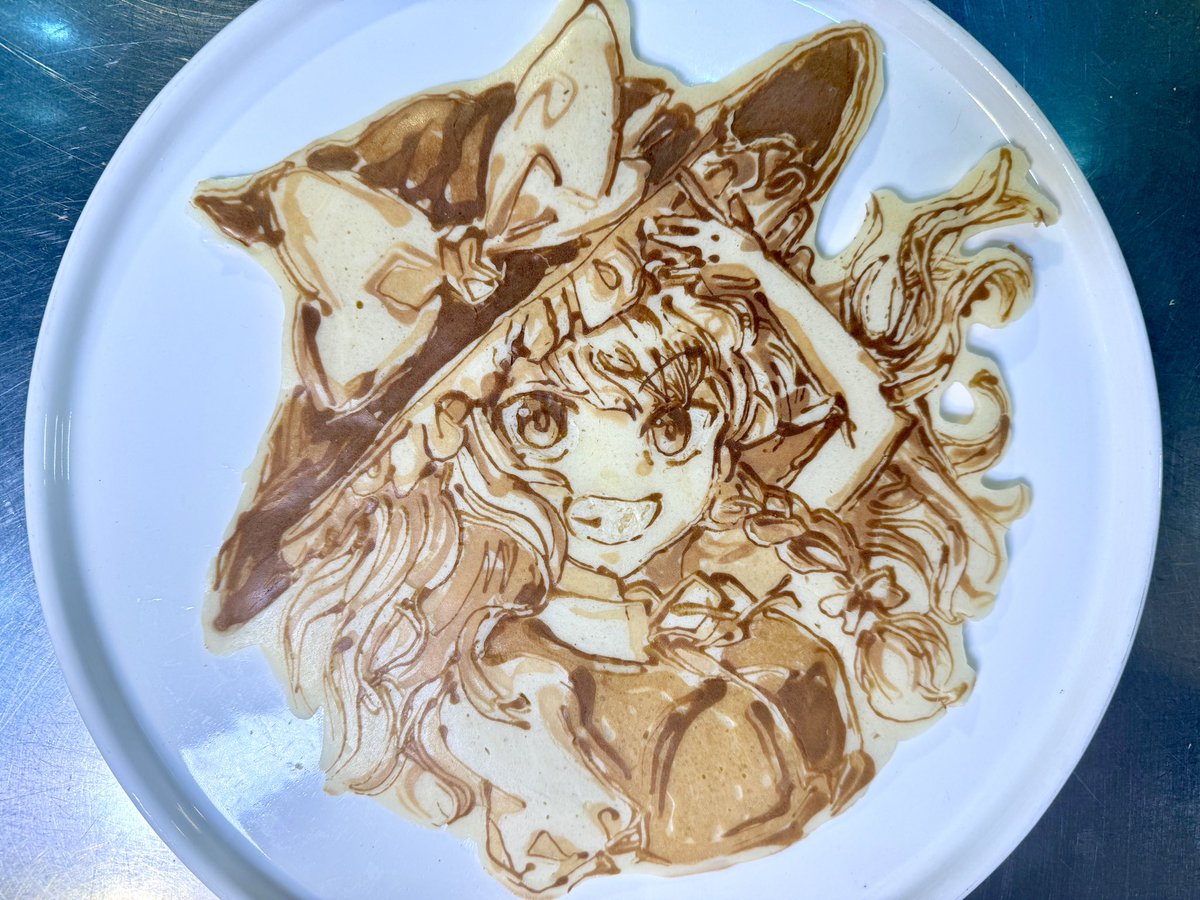 LaRicetta99's tweet image. 本日のパンケーキアート動画 東方プロジェクト 博麗霊夢 元イラストは粗茶さん #touhouproject #pancakeart