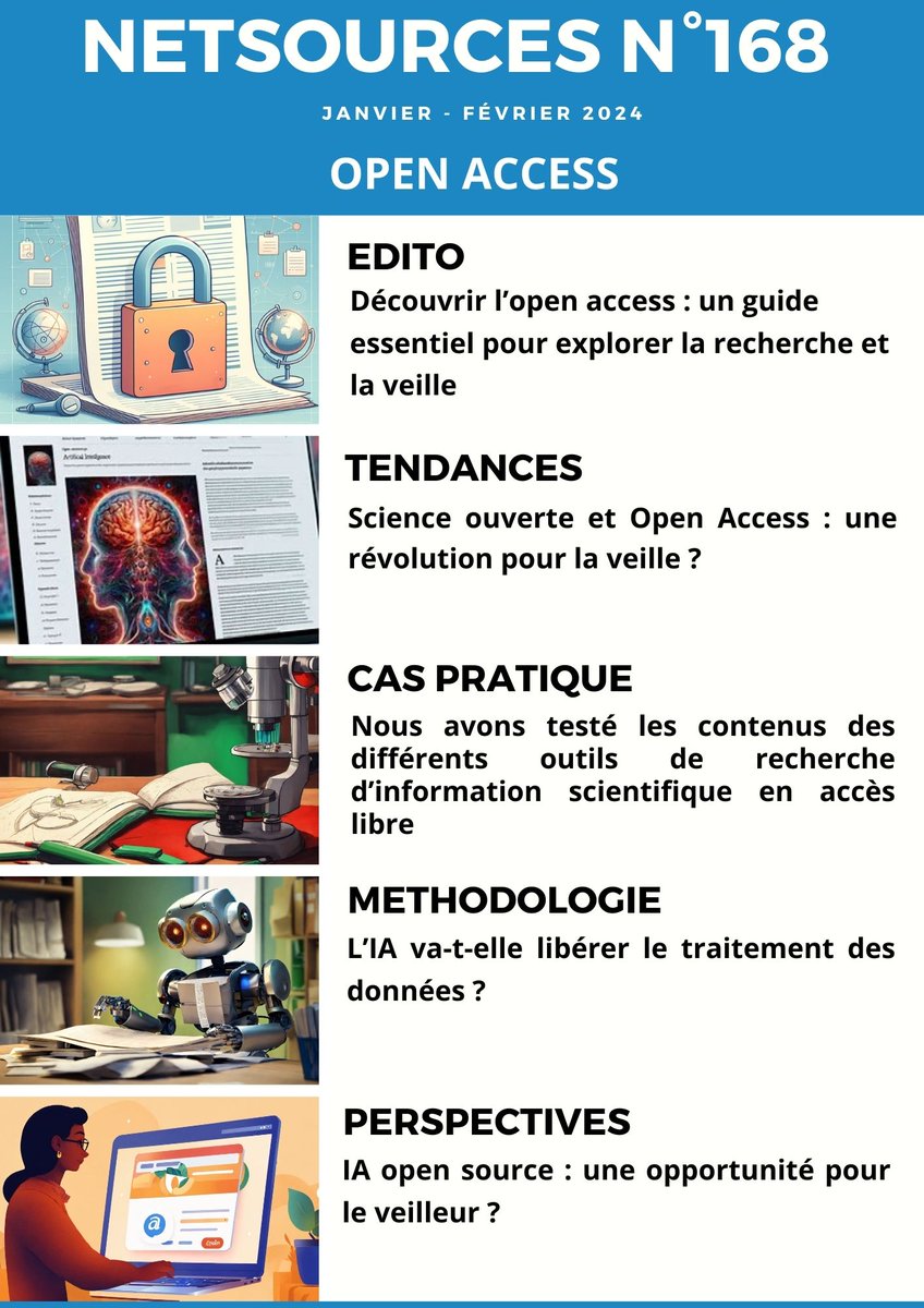 [A LA UNE] Nouveau numéro consacré à l'open access et de l'IA dans le domaine de la veille et recherche scientifique et technique. bit.ly/3xaJbLS
#veille #OpenAccess #Opendata #IA