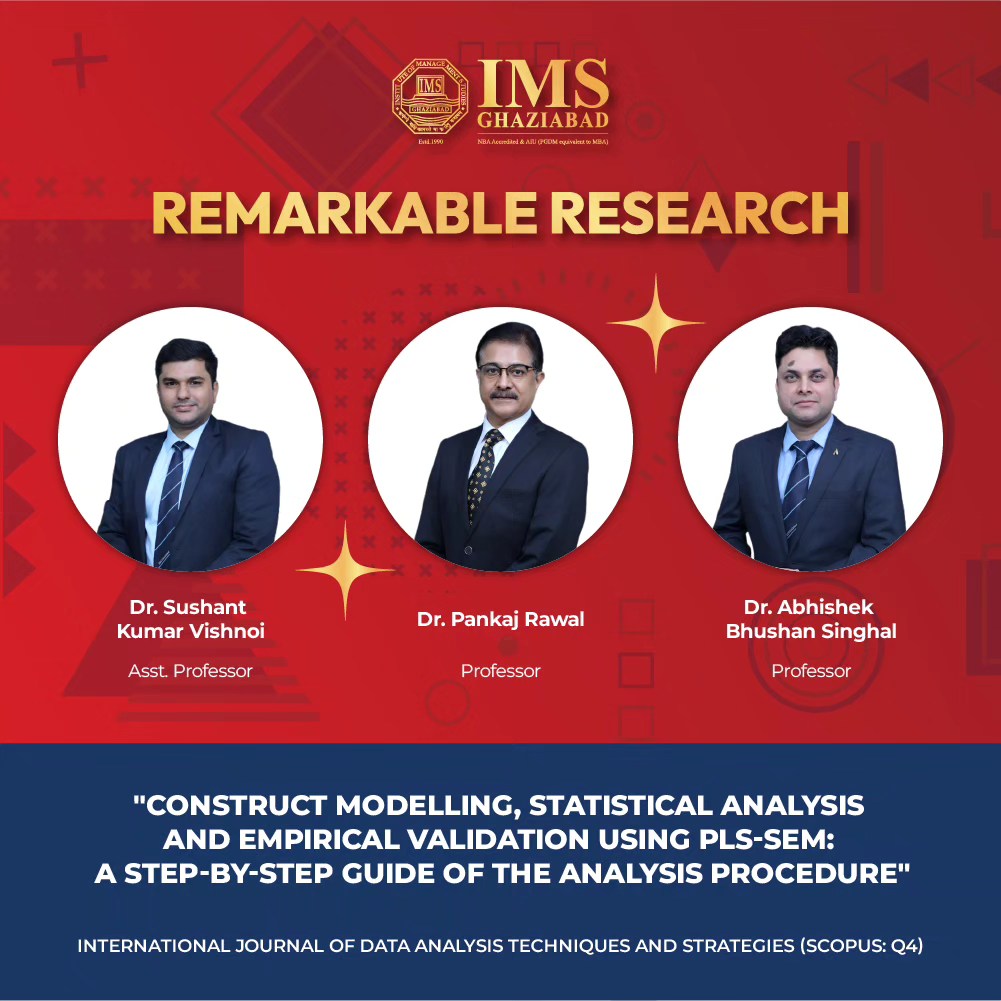 @IMSGhaziabad congratulates Dr. Abhishek Singhal, Dr. Pankaj Rawal and Dr. Sushant Vishnoi for publishing their research paper in the International Journal of Data Analysis Techniques and Strategies (Scopus: Q4). Their work can be accessed at: DOI: 10.1504/IJDATS.2024.10062510