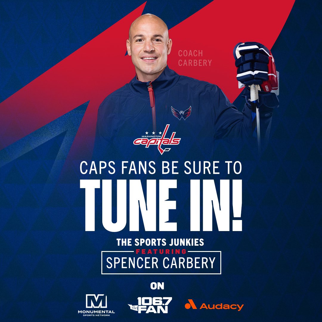 #Caps coach Spencer Carbery will join @JunksRadio at 7 am on @MonSportsNet and @1067theFan