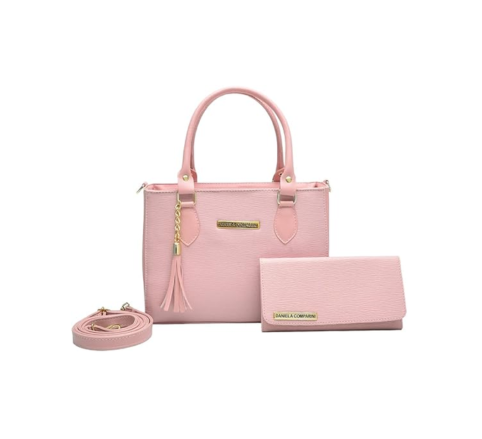 Bolsa Feminina Com Carteira Em Couro Ecologico (rosa)