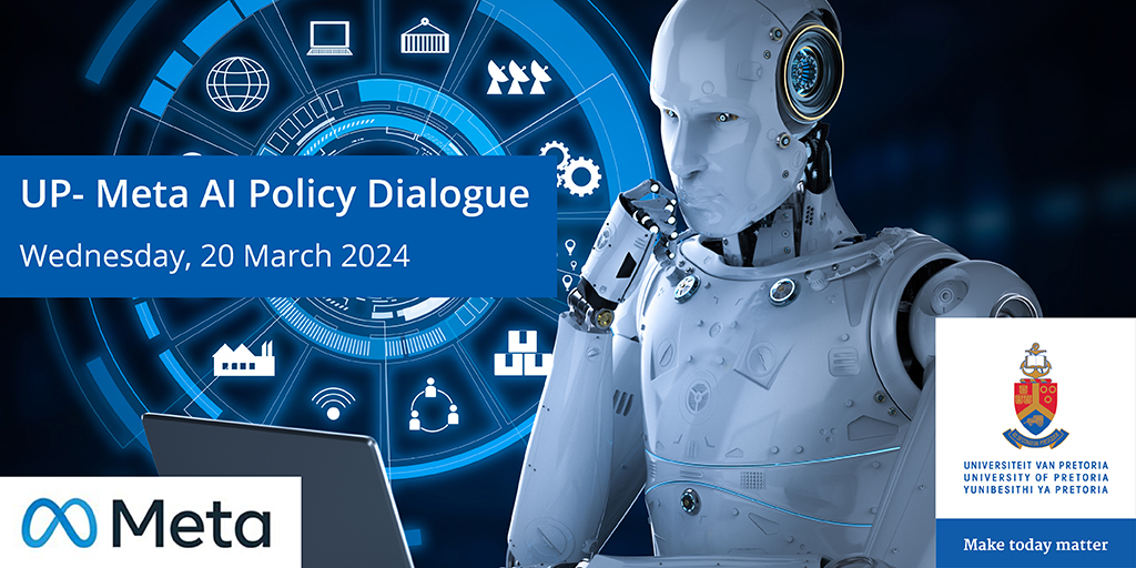 HAPPENING TODAY: UP is hosting a #AI policy dialogue in partnership with @Meta to explore the current realities & future possibilities of AI development in Africa. The dialogue at the @JavettUP Art Centre, is between government, the higher education & private sectors & will