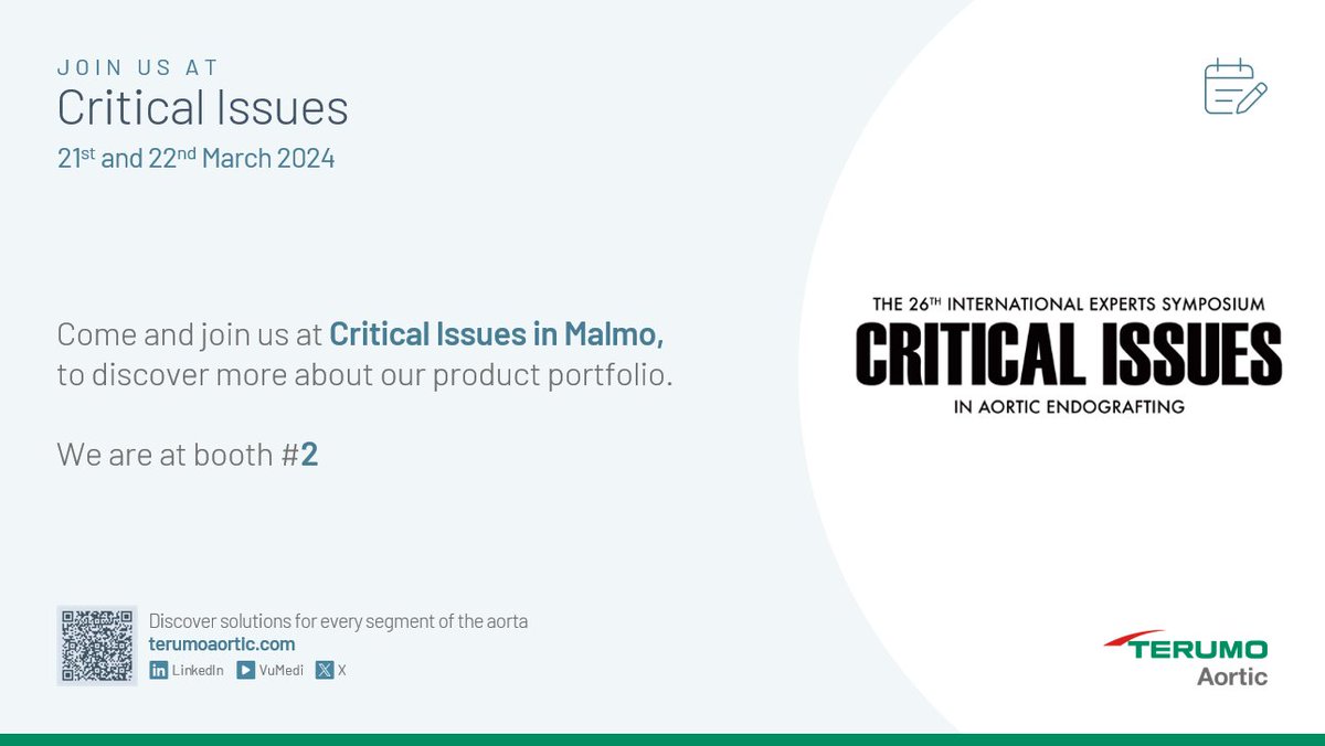 Join us at Critical Issues in Malmo & watch the edited live case by Eric Ducasse, France, on Fenestrated TREO, as he discusses 'Overcoming Clinical Challenges Through Technological Advancements with the New Fenestrated Device' on Friday 22nd March at 10.30am.