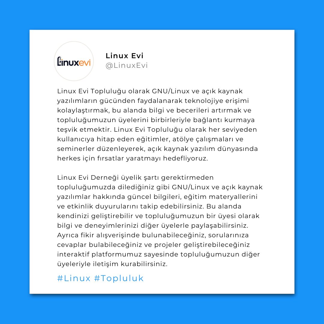Linux Evi Derneği resmi topluluk sitesi olan topluluk.linuxevi.org açılmıştır.