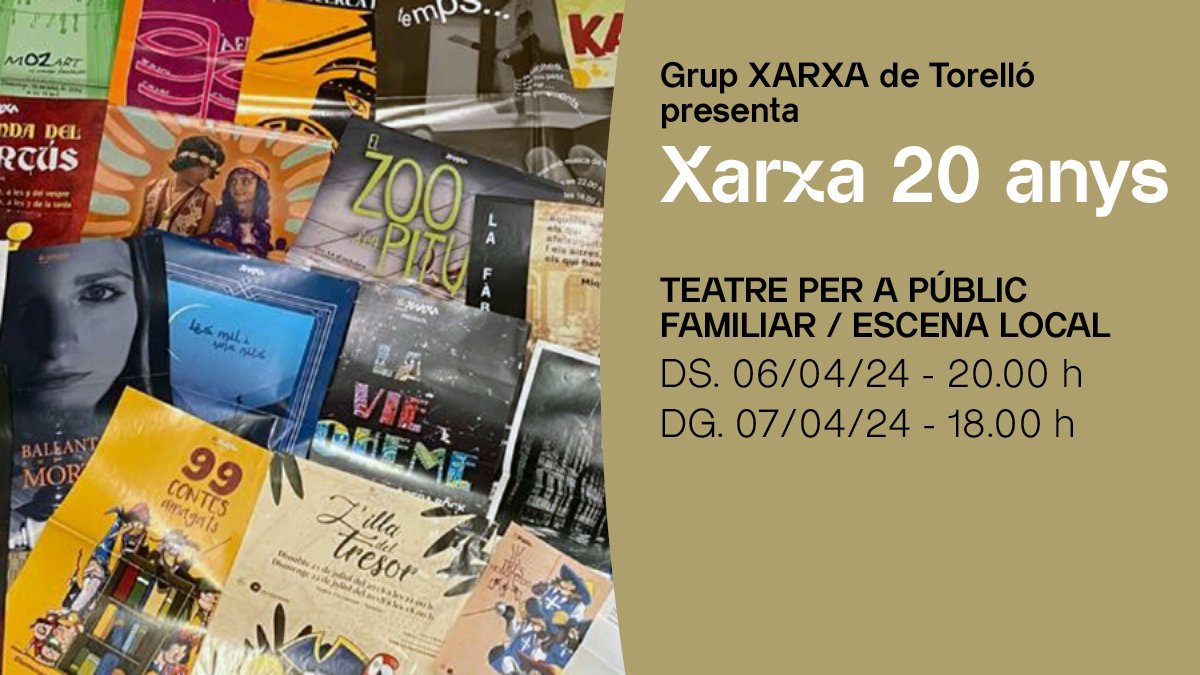 Un espectacle de dansa per recordar i celebrar els 20 Anys de Grup Xarxa Torelló! 😍

🗓️ En escena, dissabte 6 d'abril
🕗 20:00 h
🎟️ teatrecirvianum.cat/esdeveniment/x…