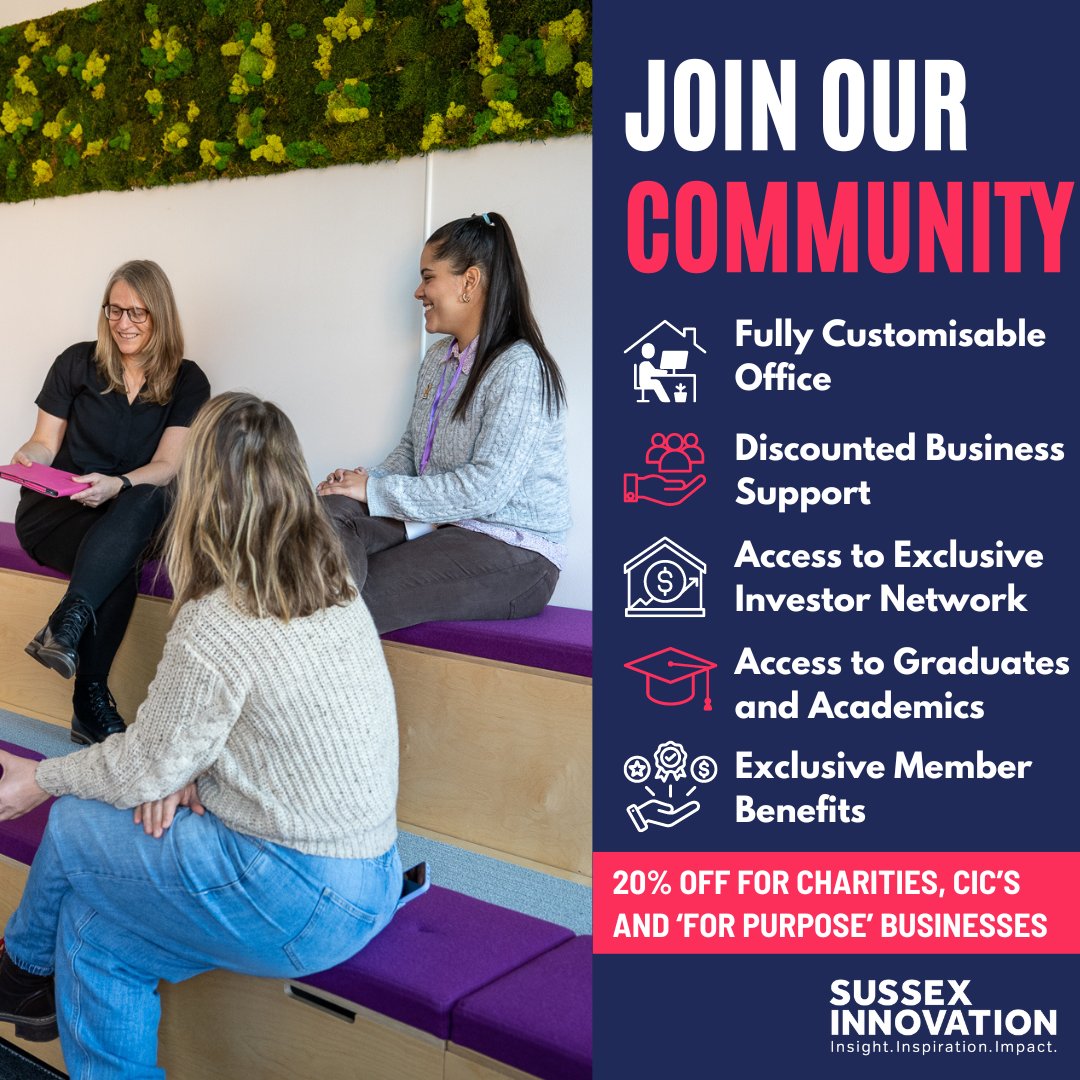 Your workspace should be a place where you can be who you are Joining our community means you can 🎨Customise your office space to reflect your brand 💰Access our exclusive investor network 🎓Access to graduates & academics from @sussexuni Book a tour: tinyurl.com/mpd592rs