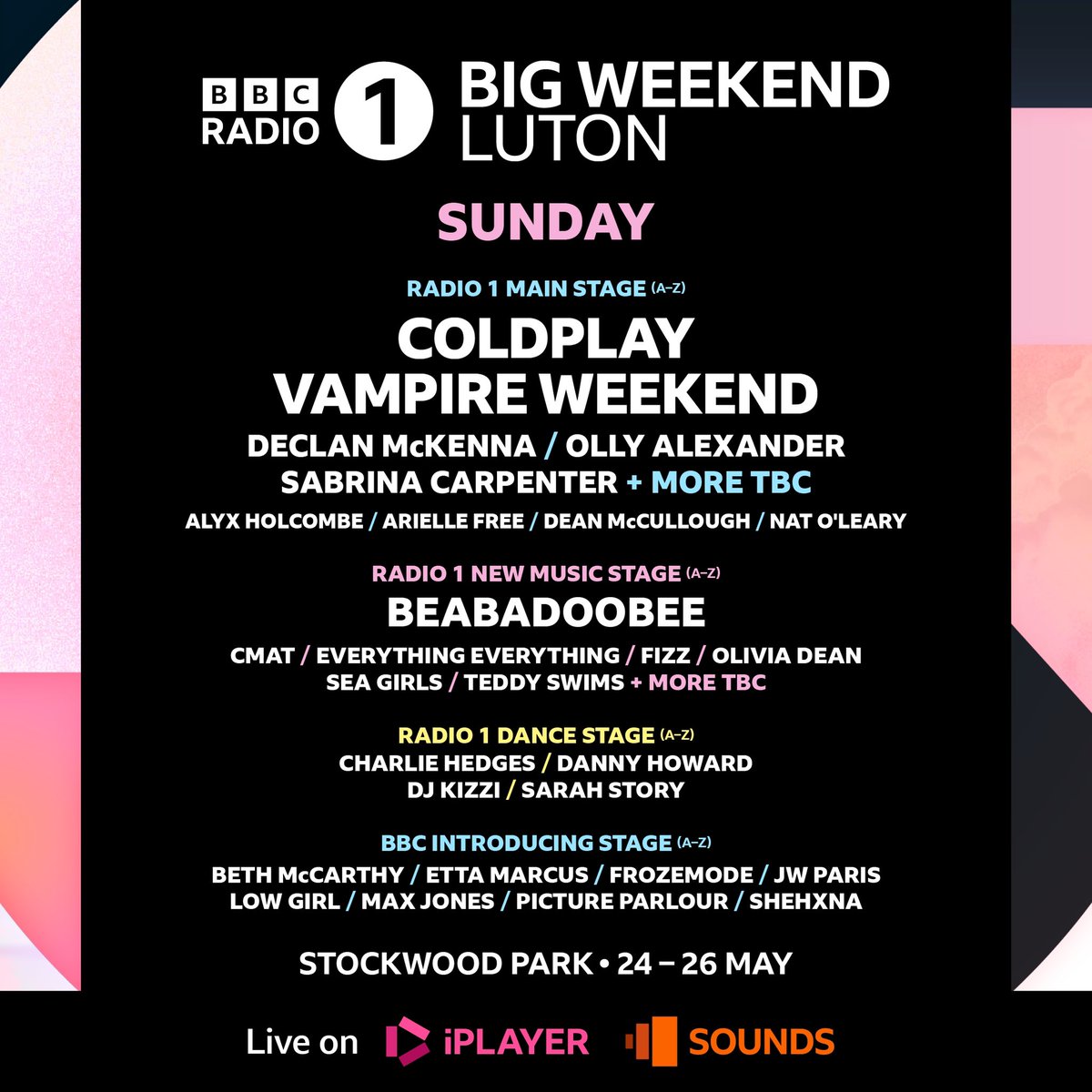 So excited for my big return to @BBCR1’s big weekend this summer and my first show in the cosmic town of luton 🥳