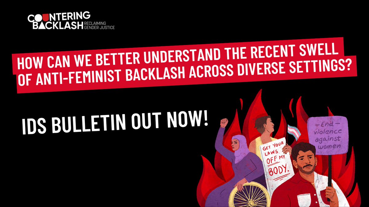 Anti-gender backlash is a growing challenge to feminist movements around the world 🌍 The latest @IDS_UK bulletin explores this backlash, focusing on perspectives from the #GlobalSouth Find all the articles here 👇 counteringbacklash.org/resource/bulle…