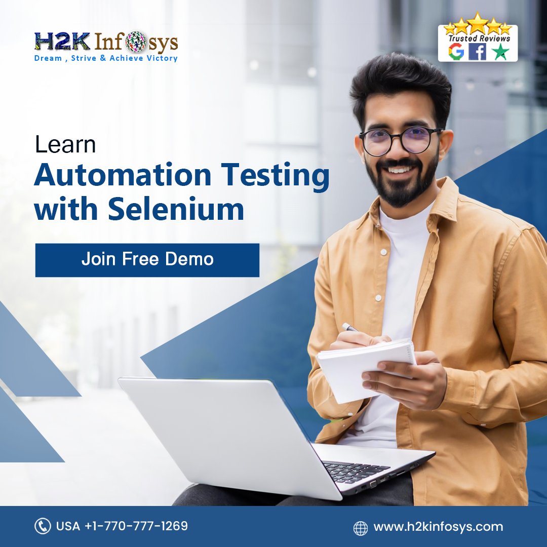 h2kinfosys's tweet image. Automate your way to success in software testing with Selenium. Our course offers practical, hands-on experience to make you a pro at automation testing. 
Enroll Here: bit.ly/2Xp5dZK
Call: +1 770-777-1269
#seleniumonlinetraining #automationtestinginselenium #selenium