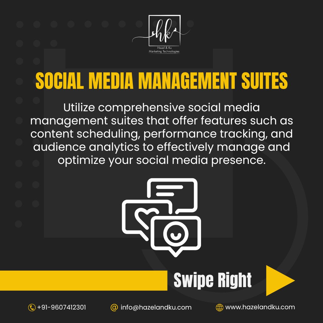 hazelandku's tweet image. Elevate your digital marketing strategy with cutting-edge tools.
Email us at info@hazelandku.com &amp;amp; contact us on +91-9607412301
#AIAnalytics #ChatbotIntegration #SocialMediaManagement #SEOOptimization #ContentCreation  #DigitalMarketing #ToolsOfTheTrade #HazelAndKu #SocialMedia