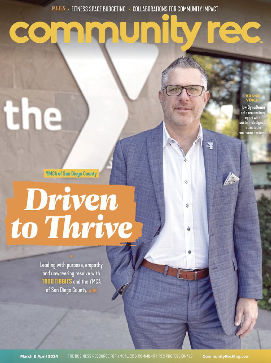 Join us in celebrating our President & CEO Todd Tibbits' 32nd YMCA anniversary! His dedication, compassion & vision have been instrumental in shaping the Y. Congrats Todd! Check him out on the cover of Community Rec magazine and read the article here: bit.ly/3Vl9Dg4