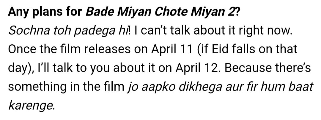 AkshayyAyush's tweet photo. Vasu Bhagnani about #BadeMiyanChoteMiyan 2
He also said that #BMCM will release in IMAX also
#AkshayKumar #TigerShroff https://t.co/l9p8MNsiEH