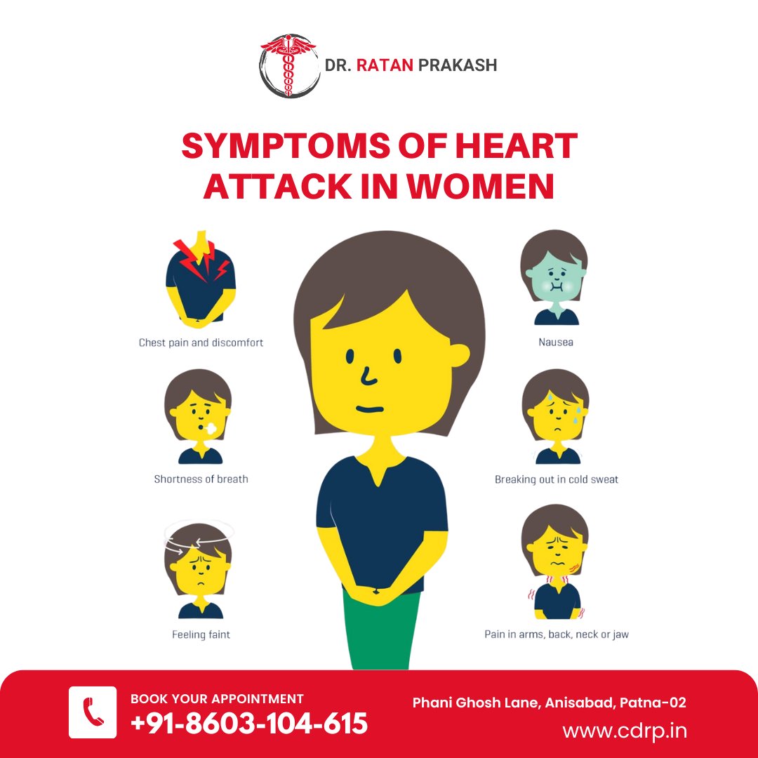 Know the signs, save a life! Recognizing the symptoms of a heart attack in women is crucial for early intervention.

🌐cdrp.in

#HeartAttack #HeartAttackSymptoms #HealthAwareness #WomenHeartHealth #KnowTheSigns #EmpowerYourHealth #HeartHealth #bookanappointment