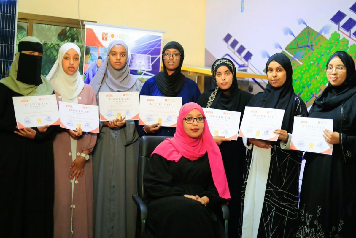 eng_fihiima's tweet photo. As the lead of the Women in Clean Energy program,  we had a closing ceremony for 10 young Female engineers dedication and empowerment. 
the program tailored to equip 10 female engineers with in-depth knowledge and practical skills in solar energy design and installation. https://t.co/BdUmLpuy1M