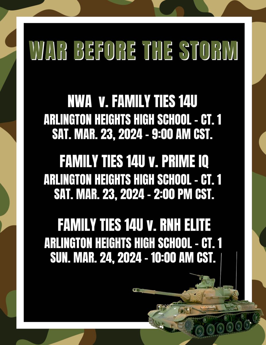 14-17U Weekend schedule @warb4storm