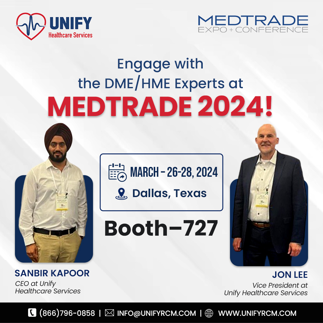 unifyrcm's tweet photo. Are you Ready for the Biggest HME Trade Show of 2024 – Medtrade!
The experts of Unify Healthcare Services are all set to get into deep discussions on medical billing. 
Remember Your Spot – Booth 727 

#UnifyHealthcareServices #UnifyRCM #UnifyGroup #medicalbilling #Medtrade #DME https://t.co/dRReHHLhtP