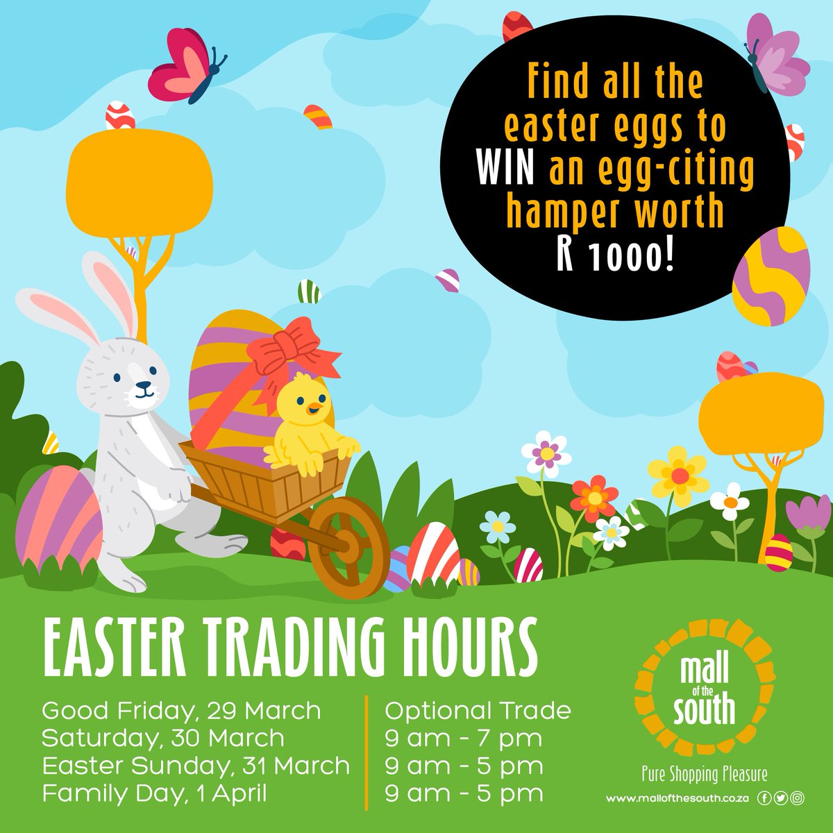 Ready to put your eyes to the test? Find all the hidden Easter eggs, and you could hop away with an egg-citing hamper worth R1000!

Let us know how many eggs you can find in the comments below

Terms &amp; Conditions:
Hunt runs from 20 - 27 March
Winner revealed on 28 March