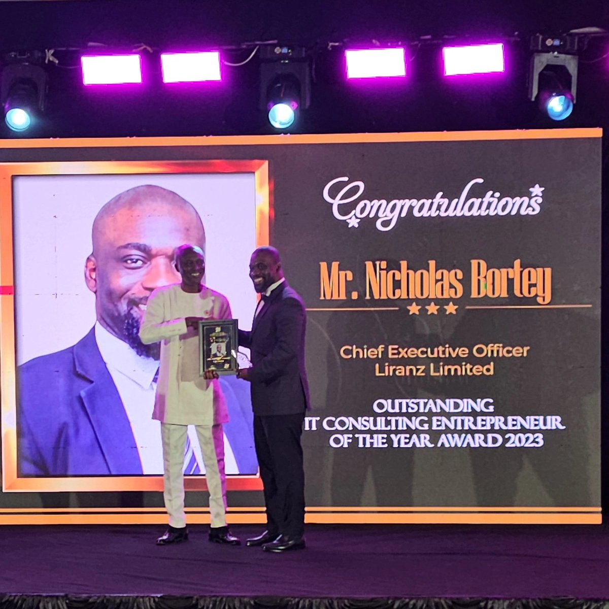 nicholasbortey's tweet photo. Grateful and humble to be adjudged as the  “Outstanding IT Consulting Entrepreneur of the Year 2023” at the Ghana Entrepreneur and Corporate Executive Awards 2023. 🙏💪😊👊🌟🌎🇬🇭 
#itconsulting  #ITServiceManagement  #managedit #DigitalTransformation #awards #ITServiceDelivery https://t.co/KqmI3vYnu6