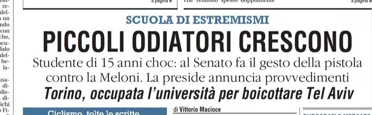 Questa sinistra è riuscita a creare il clima d'odio perfetto Contro gli israeliani Contro il governo Lo stile è quello che portò alle P38 degli anni 70 Alla campagna contro il commissario Calabresi ucciso come un cane da una squadraccia comunista Siete in buona compagnia Stateci