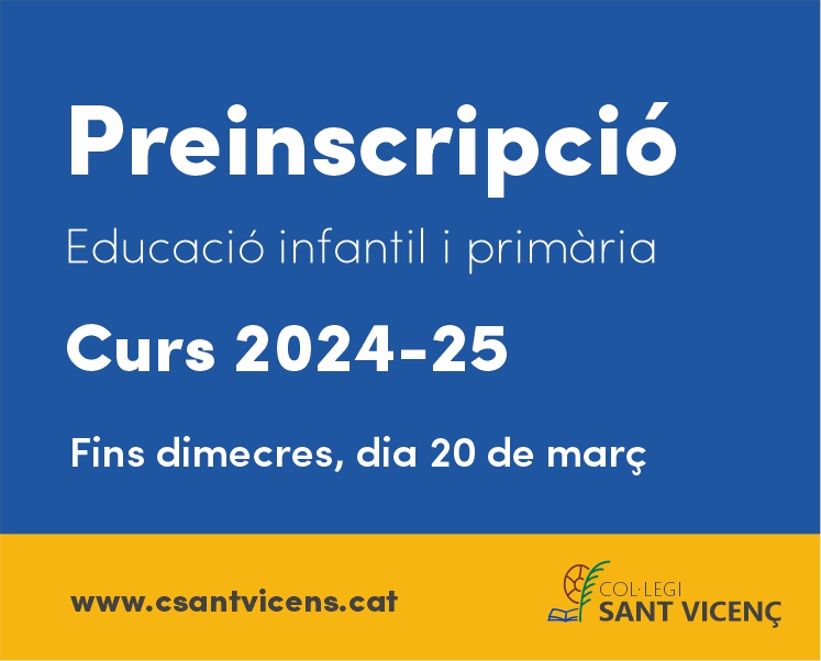 ❗️ Avui últim dia per a la presentació de sol·licituds de preinscripció escolar al Segon cicle d'Educació Infantil i Etapa de Primària.
T'apropem tota la informació que necessites saber sobre la preinscripció del curs 2024-2025.
+ informació 👉 csantvicens.cat/preinscripcio-…