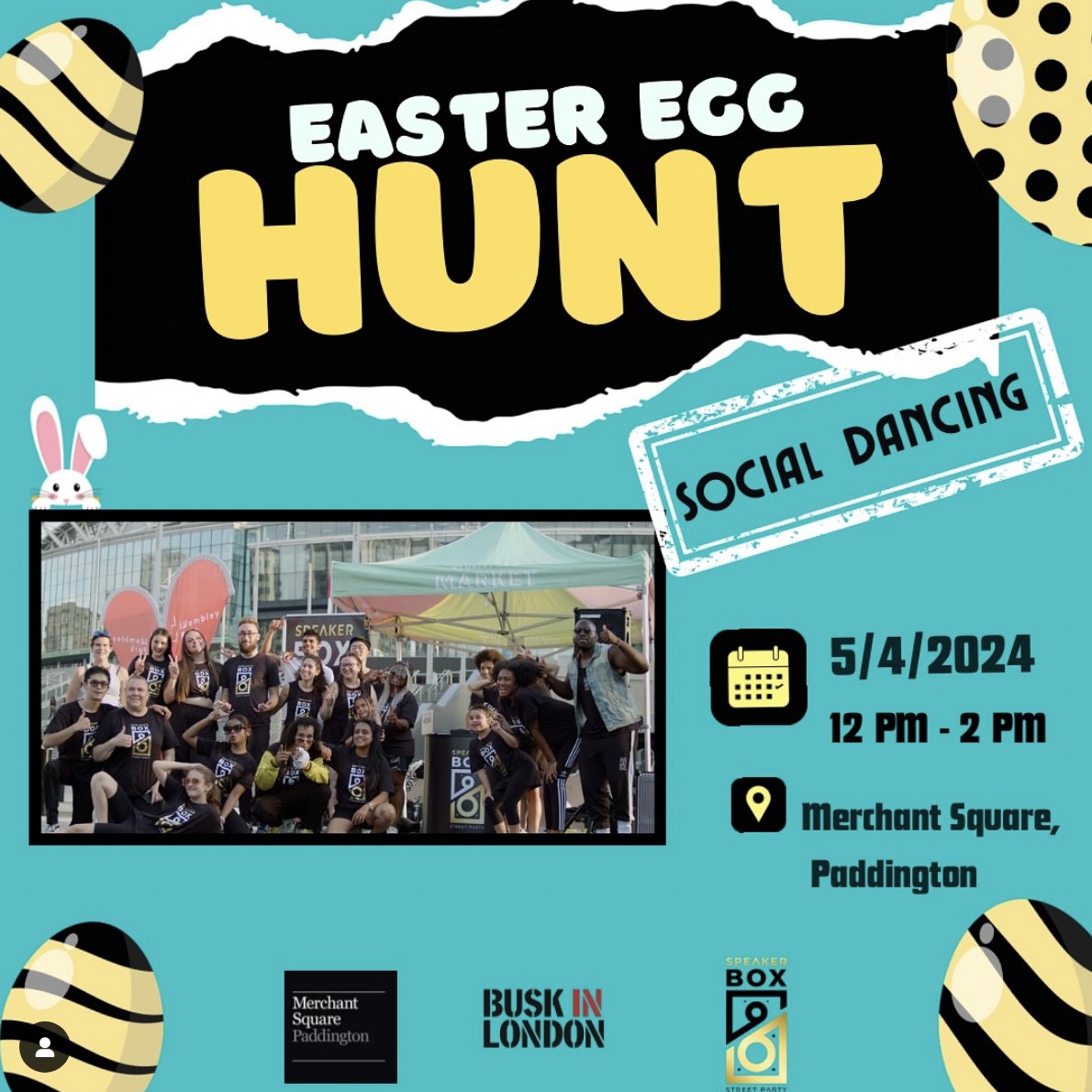✨ Join @speakerboxparty on Friday 5th of April from 12 pm to 2 pm for their family-friendly social #dance event! 🐇🥚🌈 You will learn basic dance steps and have a wonderful immersion in a multiple genre of music from around the world! 🌎 📍@merchantsqevent Paddington