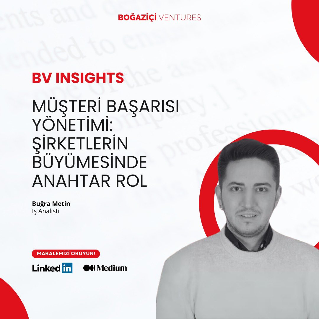 Boğaziçi Ventures İş Analisti Buğra Metin’in kaleme aldığı “Müşteri Başarısı Yönetimi: Şirketlerin Büyümesinde Anahtar Rol” başlıklı yazıyı Medium hesabımız üzerinden okuyabilirsiniz! 👇 link.medium.com/pGrcDDr7THb Bilgi deposu olan Medium hesabımızdaki diğer içeriklere hemen göz…