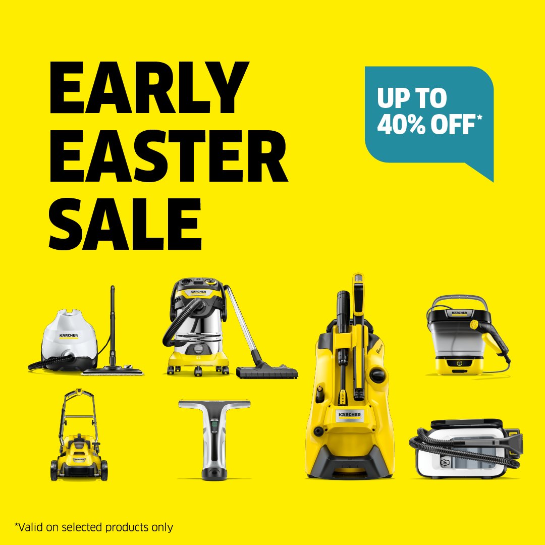 Early Easter Sale now on! Whatever the task around your home, Kärcher has the perfect cleaning solution. Save up to 40%! Shop now: bit.ly/Karcher-Easter…