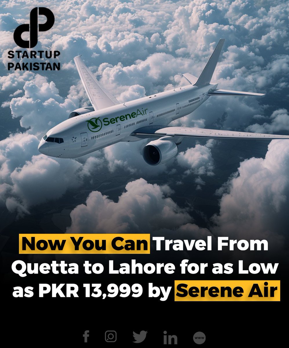 During the upcoming Eid celebrations, Serene Air announced on Sunday its decision to recommence flights between Quetta and Lahore's Allama Iqbal International Airport for passengers.

#Travel #LowPrice #SereneAir #Pakistan