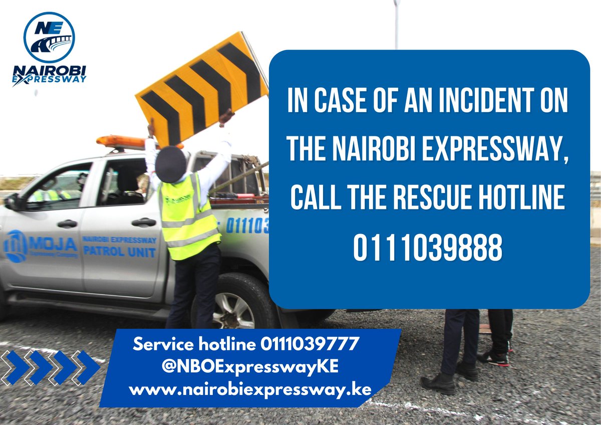 Your safety is important to us on the Nairobi Expressway! If your vehicle breaks down, park on the emergency lane allocated on the extreme left and call the 247 rescue line at 01111039888. Enjoy your journey! #RoadSafety #NairobiExpressway #Connectivity